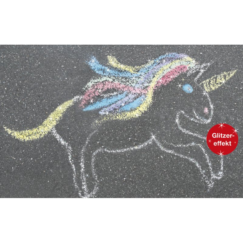 EBERHARD FABER craie de trottoir forme licorne, effet paillettes, 6 pièces
