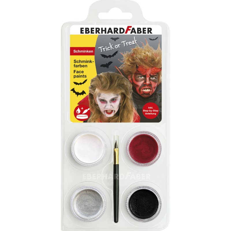 EBERHARD FABER schminkset Halloween Dracula/schedel, 4 kleuren, 40 maskers