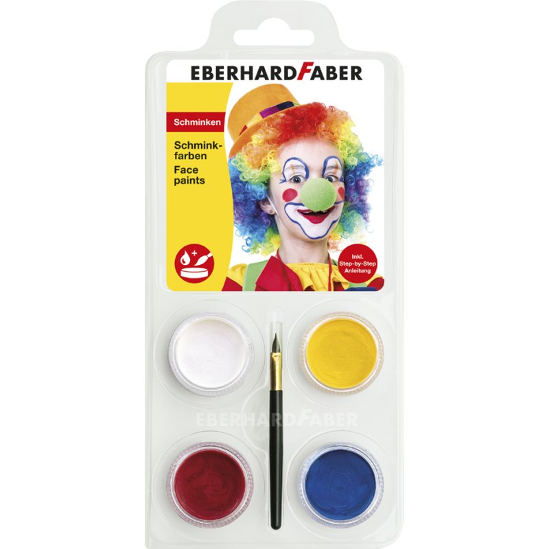 EBERHARD FABER schminkset Clown, 4 kleuren, inclusief penseel