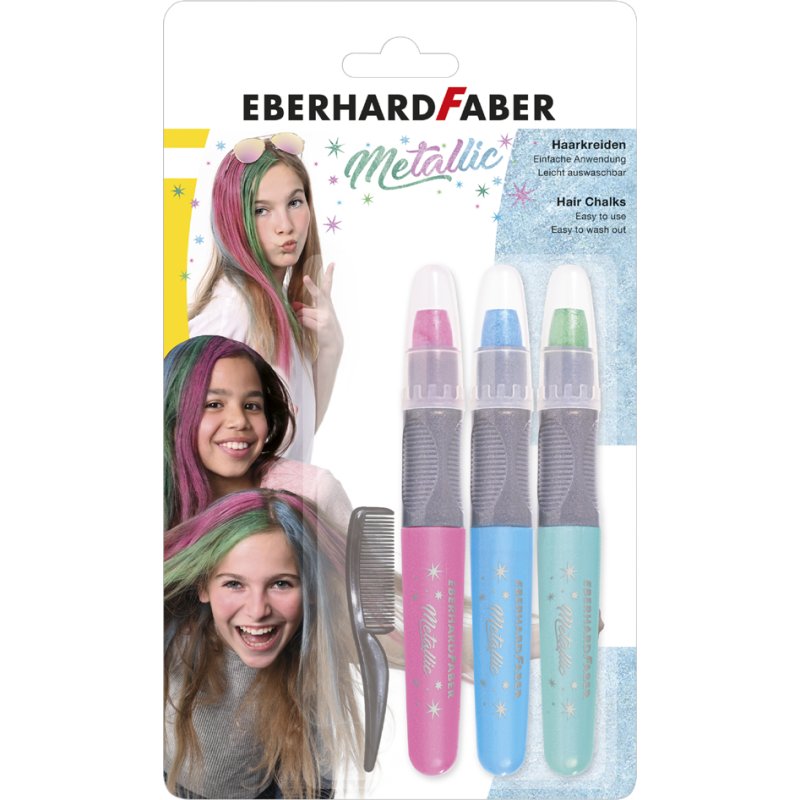 EBERHARD FABER haarkrijtset Metallic, 3 stuks, metallic kleuren