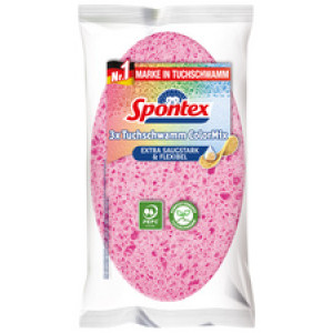Spontex doeksponzen ColorMix, 3 kleuren, biologisch afbreekbaar, 3 stuks