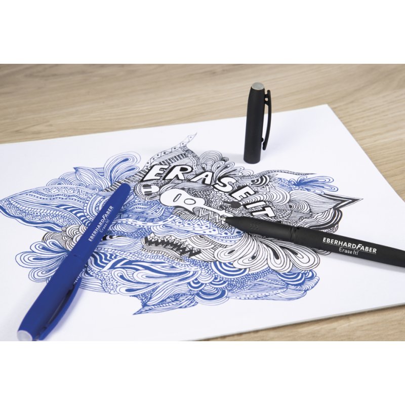 EBERHARD FABER stylos gel effaçables, rechargeables, bleu, 0,7 mm