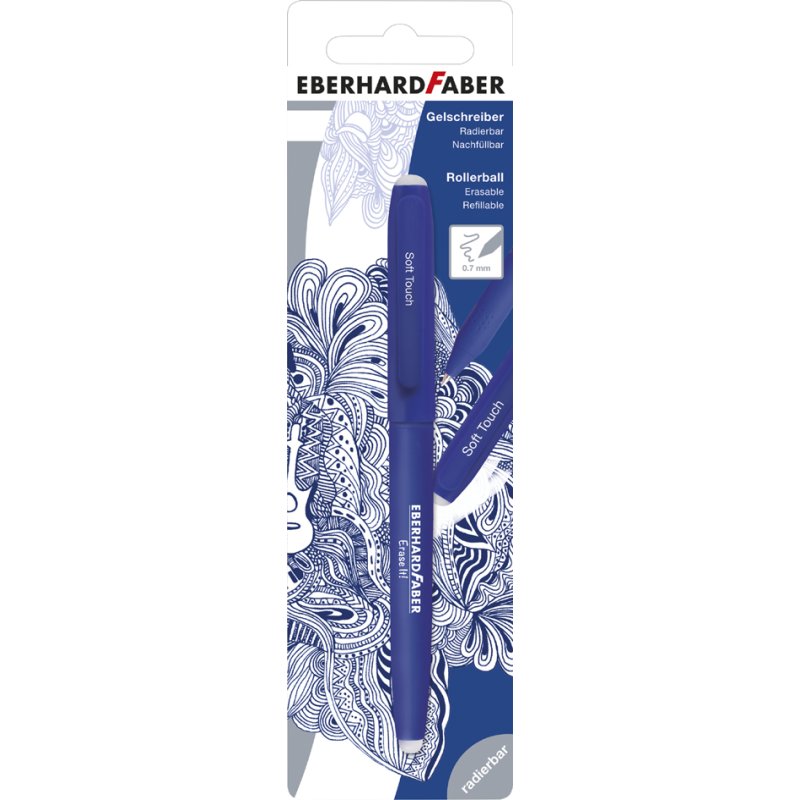 EBERHARD FABER stylos gel effaçables, rechargeables, bleu, 0,7 mm