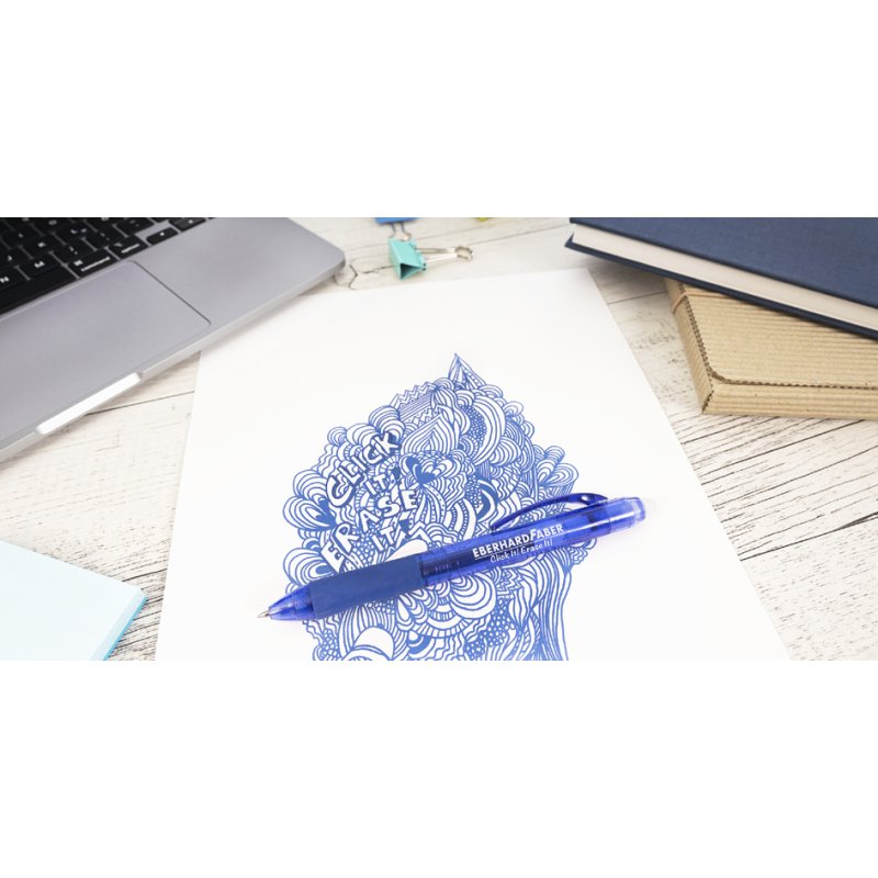 EBERHARD FABER stylo Click it! Erase it!, rechargeable, bleu, 0,7 mm