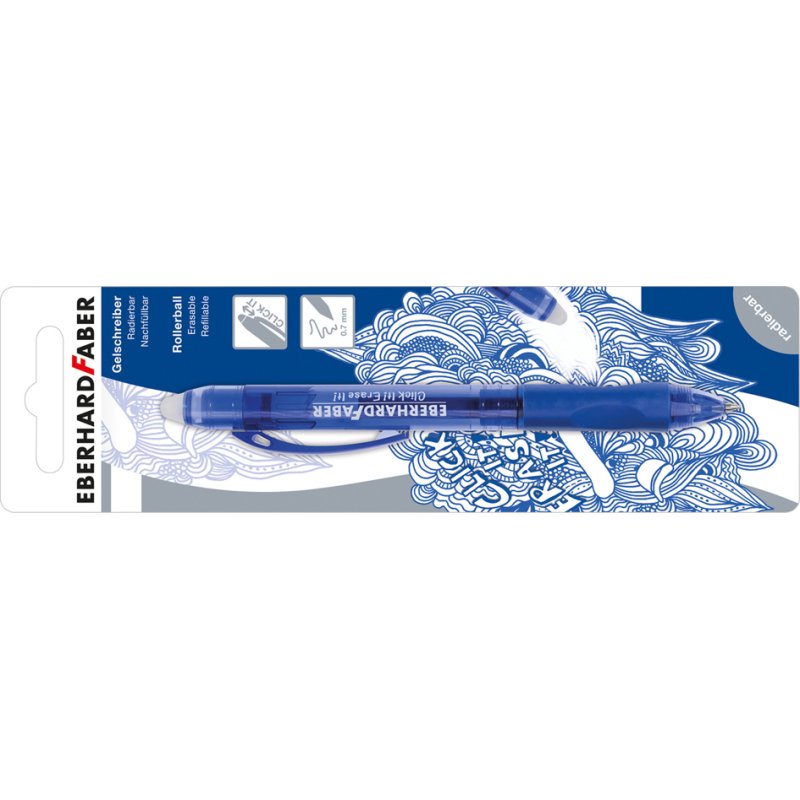 EBERHARD FABER stylo Click it! Erase it!, rechargeable, bleu, 0,7 mm