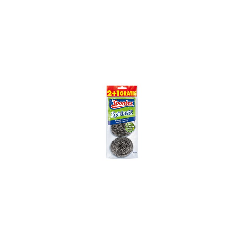Spontex spiraalspons Spirinett 2+, 90% gerecycled edelstaal, roestvrij