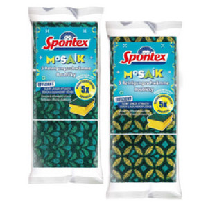 Spontex afwassponsjes mozaïek, verschillende kleuren, 3 stuks