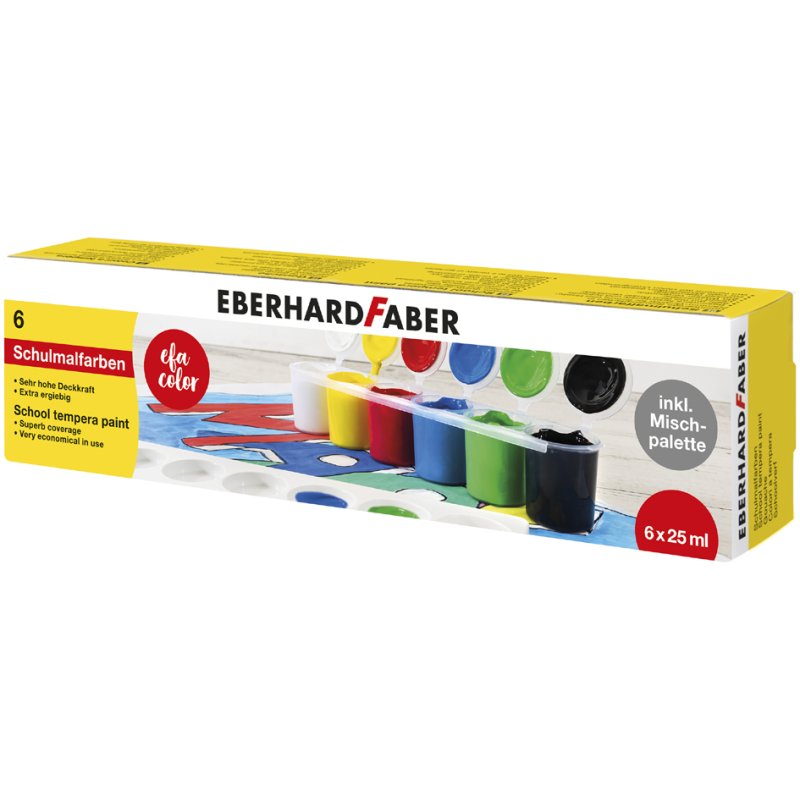 EBERHARD FABER peinture scolaire EFA Color, étui 6 pièces, 6 × 25 ml