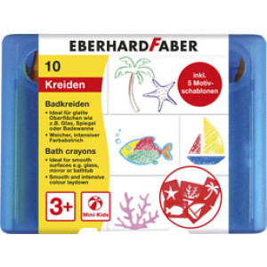 EBERHARD FABER minibadkrijt Kids, 10 stuks, gekleurde set met sjablonen