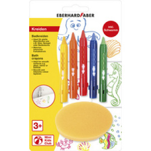 EBERHARD FABER badkrijt Mini Kids, 5 stuks met sponsje, gesorteerde kleuren