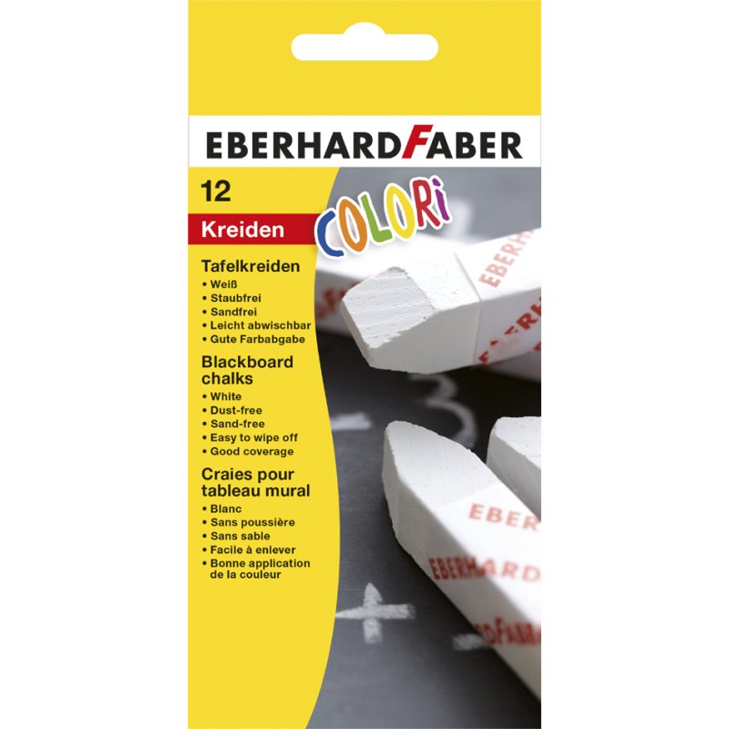 EBERHARD FABER wandkrijt COLORI, wit, vierkantig, 12 stuks