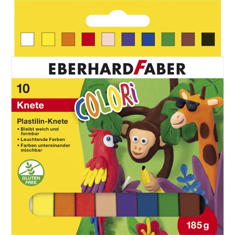 EBERHARD FABER pâte à modeler set de base, 10 bâtons, 185 g, couleurs assorties