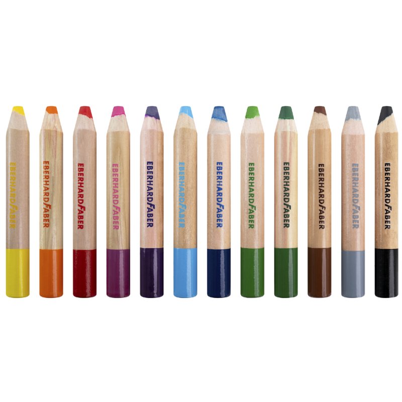 EBERHARD FABER 3-en-1 Crayons de couleur jumbo MINI MAXI, 10 mm, 6 pièces
