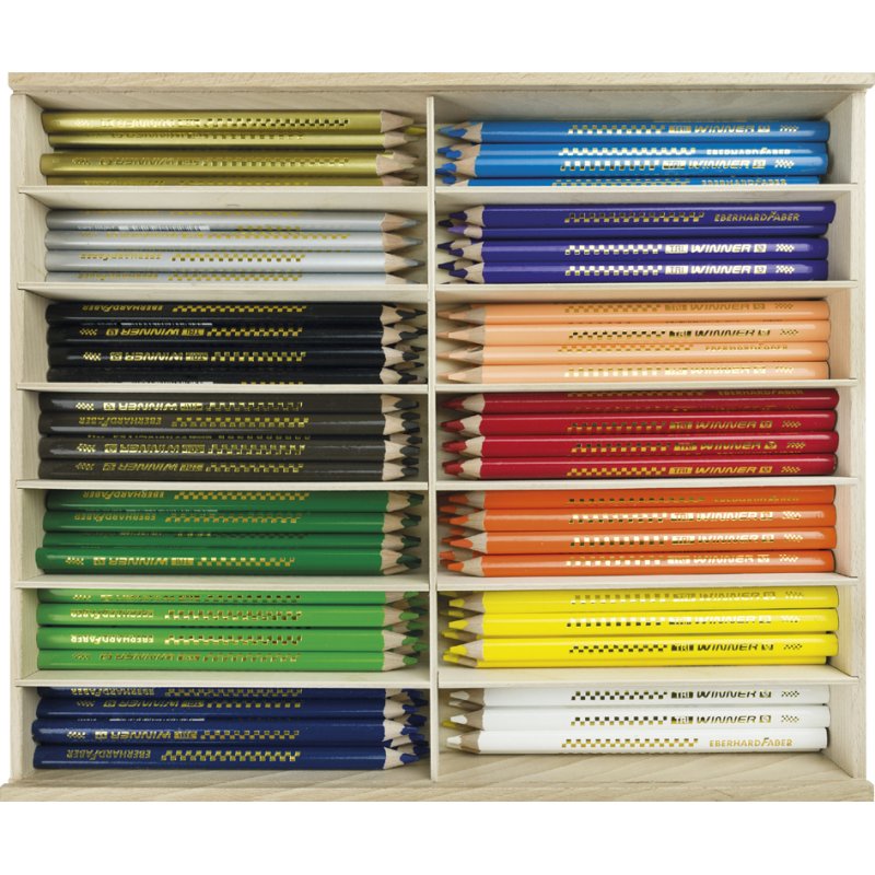 EBERHARD FABER crayons de couleur triangulaires TRI WINNER, 114 pièces, coffret en bois, 18 couleurs