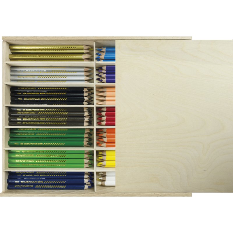 EBERHARD FABER crayons de couleur triangulaires TRI WINNER, 114 pièces, coffret en bois, 18 couleurs
