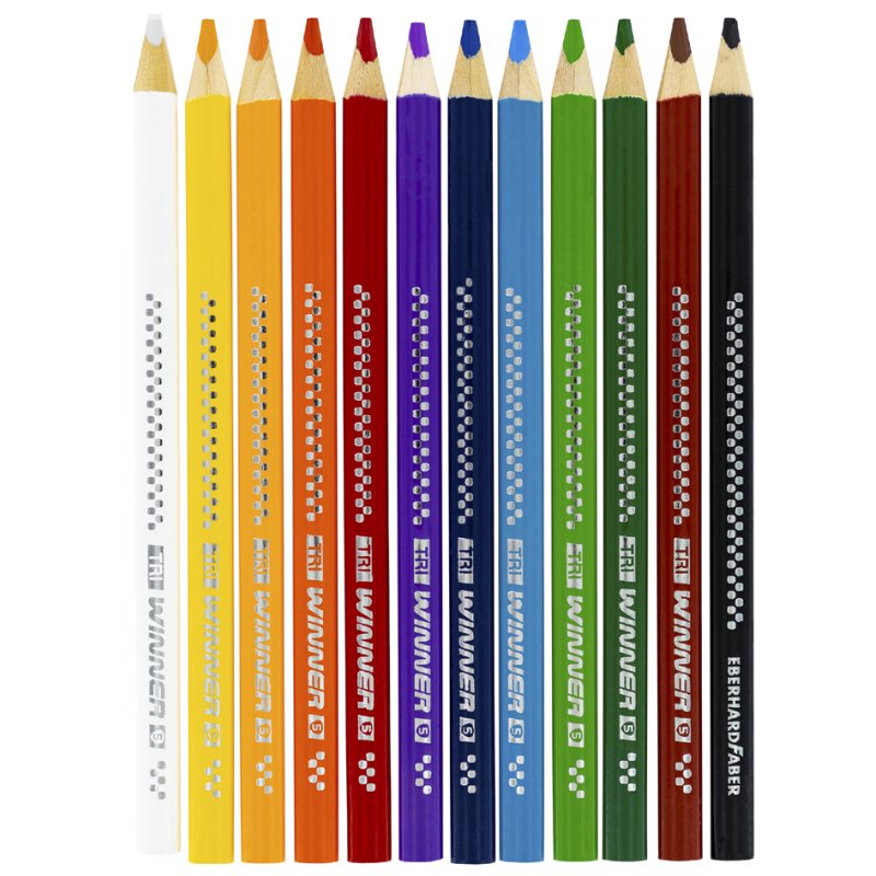EBERHARD FABER crayons de couleur TRI WINNER, triangulaires, zone de préhension antidérapante, 12 pièces