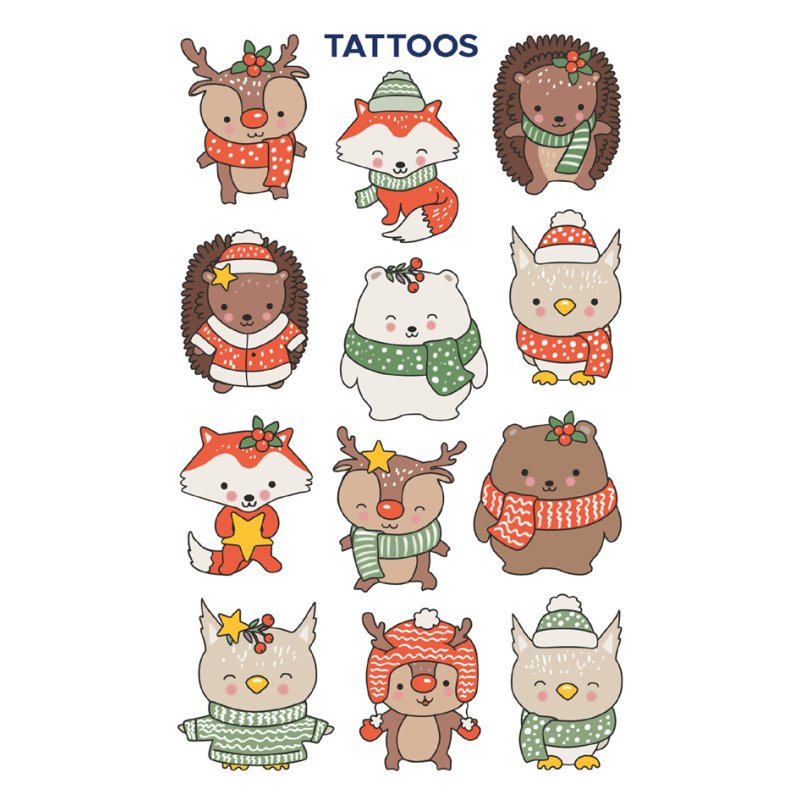 Z-Design Xmas Tattoo temporary tattoos, children, 1 sheet of 12 tattoos