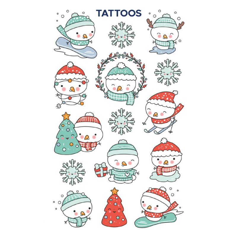 Z-Design Xmas Tattoo temporary tattoos, children, 1 sheet of 12 tattoos