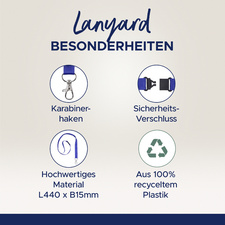 AVERY keycord gerecycled materiaal, 440 × 15 mm, geel, 10 stuks