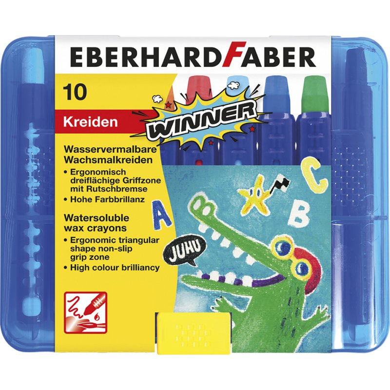 EBERHARD FABER craie à cire WINNER, triangulaire, diamètre 10 mm, 10 pièces