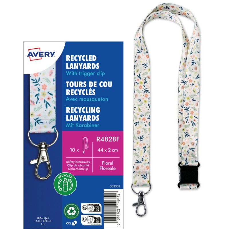AVERY cordons de clés textile tropical, 20×440 mm, mousqueton, 10 pièces
