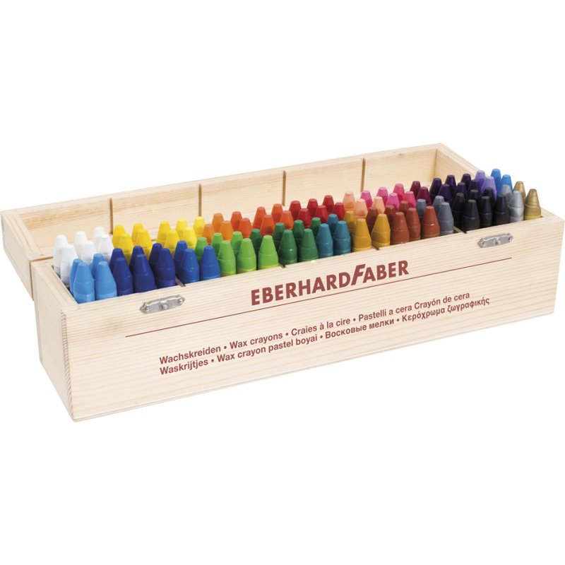 EBERHARD FABER craie à colorier triangulaire COLORI, 100 pièces, boîte en bois