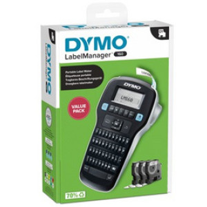 DYMO labelmaker 160, 2 regels per etiket, LCD-display, incl. 3 D1-banden