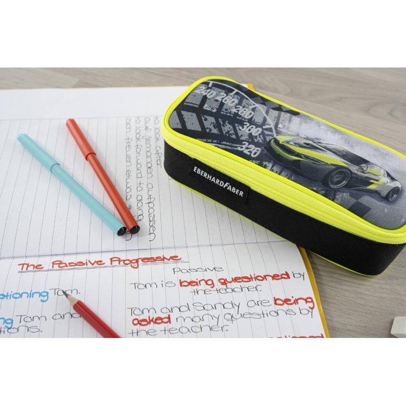 EBERHARD FABER étui Race Car, noir/jaune néon, polyester