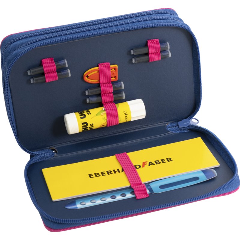 EBERHARD FABER Triple Decker trousse à crayons papillon, rose/bleu, 36 pièces, polyester