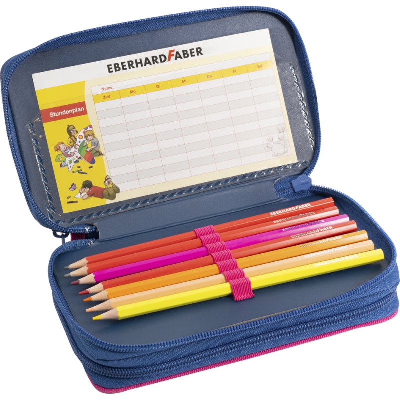EBERHARD FABER Triple Decker trousse à crayons papillon, rose/bleu, 36 pièces, polyester