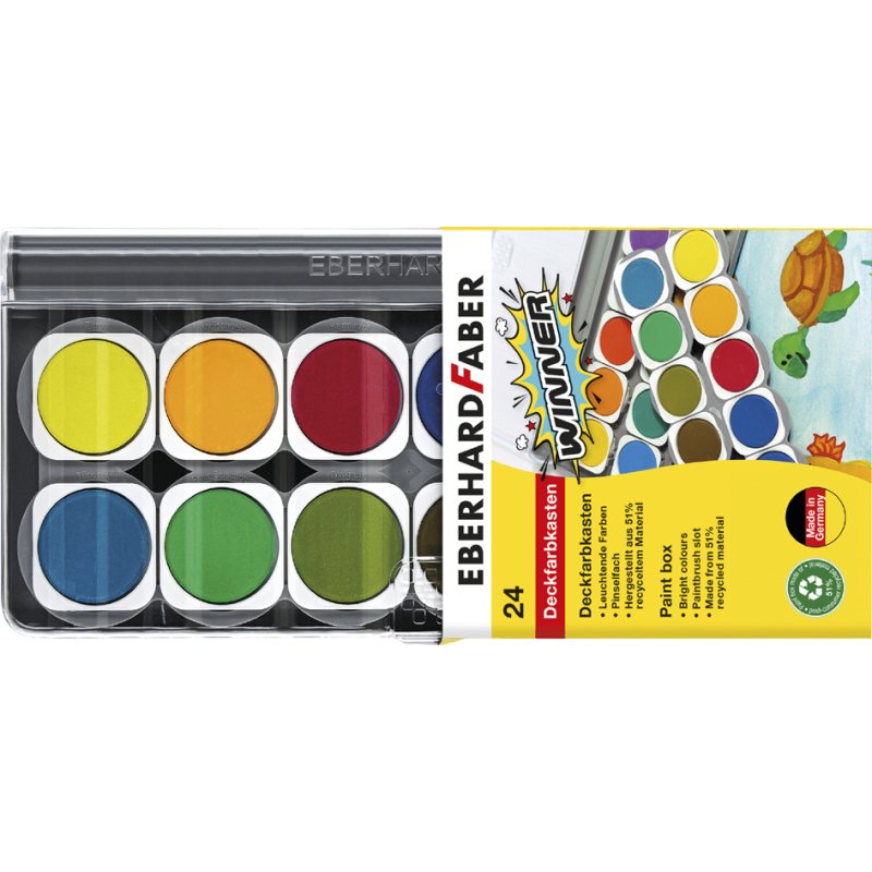 EBERHARD FABER ensemble de peinture de couverture WINNER, 24 couleurs, 51% matière recyclée