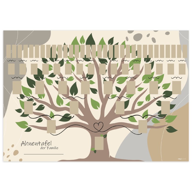 RNK Verlag illustrated family tree, A1, 63 people, 6 generations