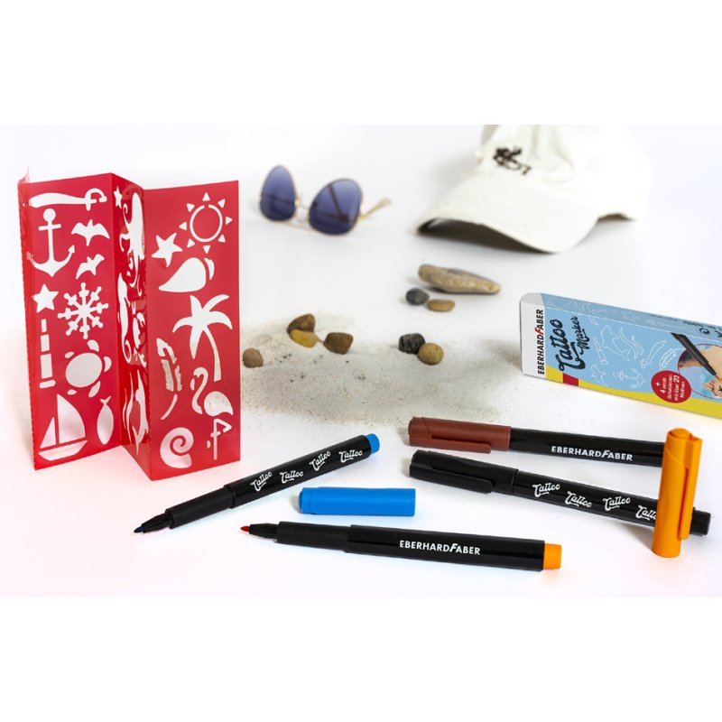 EBERHARD FABER tattoomarkers set Beach, 4 stuks, afwaschbaar