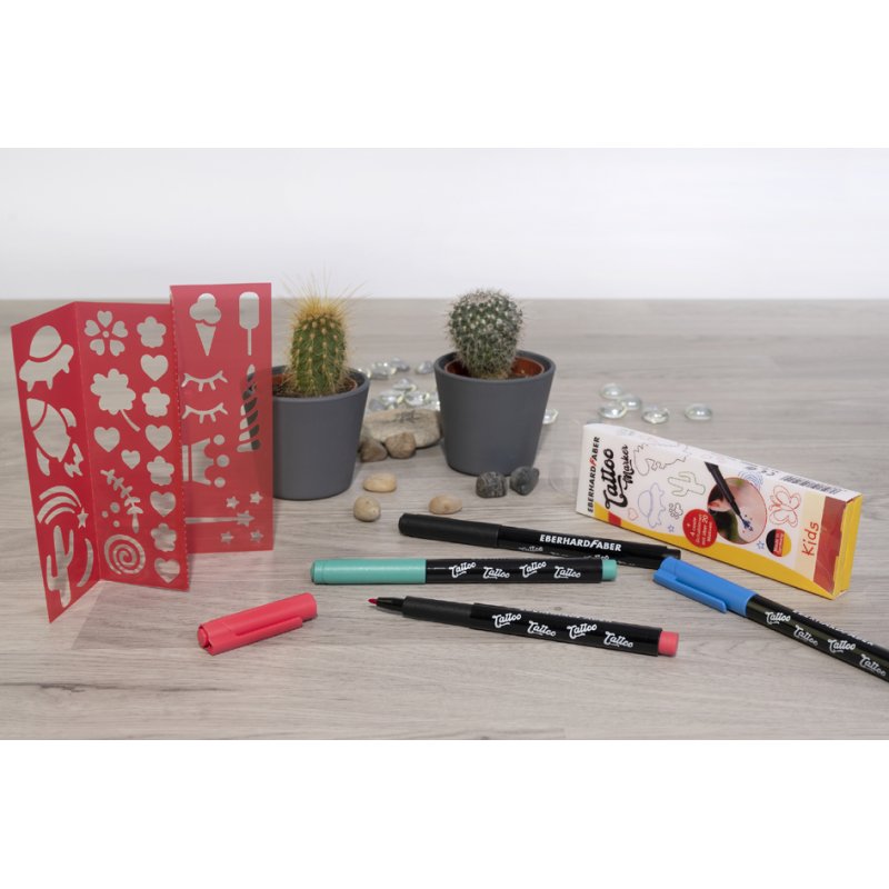 EBERHARD FABER tattoo stiften set kinderen, afwasbaar, 4 stuks, 4 kleuren