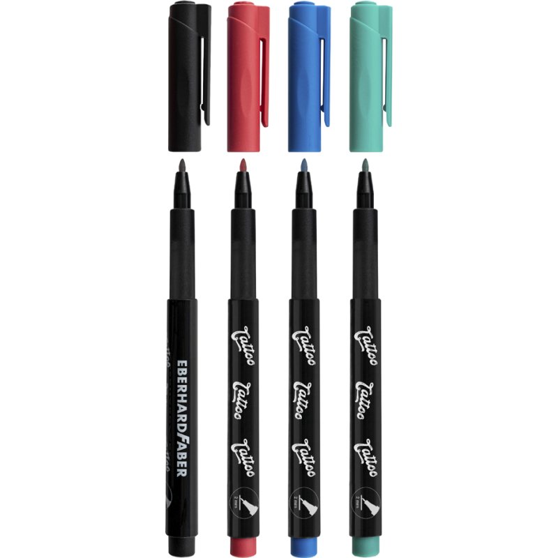 EBERHARD FABER tattoo stiften set kinderen, afwasbaar, 4 stuks, 4 kleuren