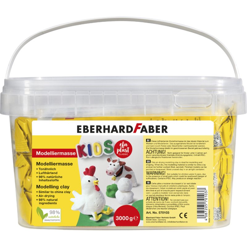 EBERHARD FABER boetseerklei EFA Plast KIDS, wit, luchthardend, 3 kg