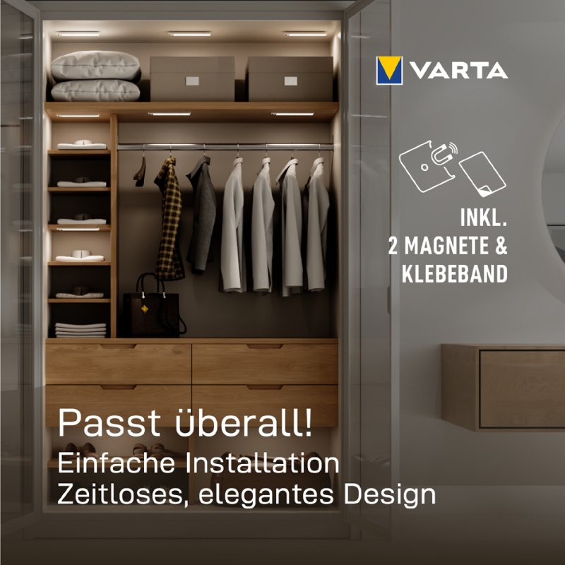 VARTA LED onderbouwlamp Motion Sensor Slim Light, bewegingssensor, warmwit, oplaadbaar