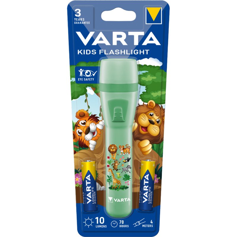 VARTA zaklamp voor kinderen jungle design, groen, 4 m bereik