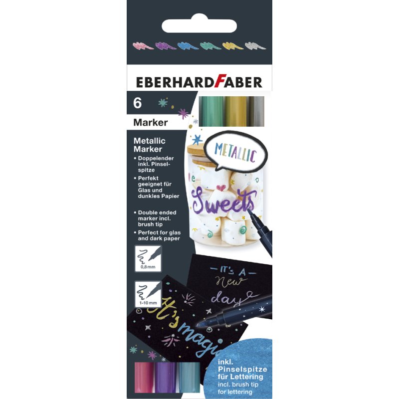 EBERHARD FABER crayons de pigments métalliques duo, 2 pointes, étui 6 pièces