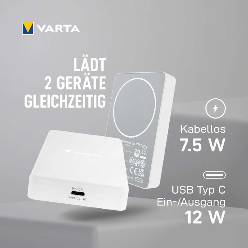 VARTA Powerbank MAG Pro Wireless, 5.000 mAh, magnetisch, draadloos
