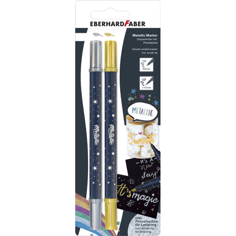 EBERHARD FABER Metallic Duo markers, gold and silver, 2 pieces