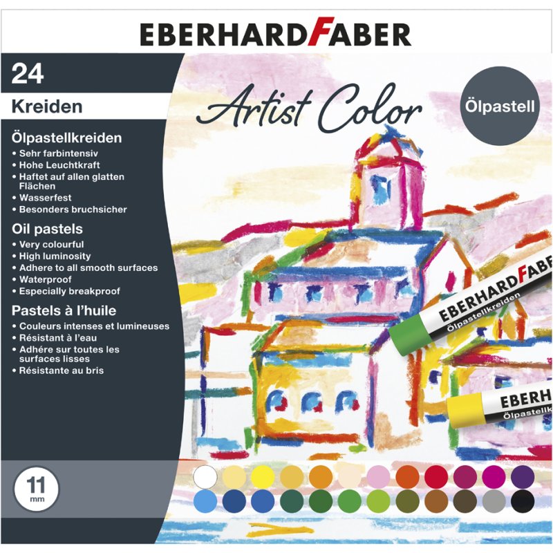 EBERHARD FABER crayons pastel gras Artist Color, résistant à l'eau, diamètre 9 mm, 50 pièces