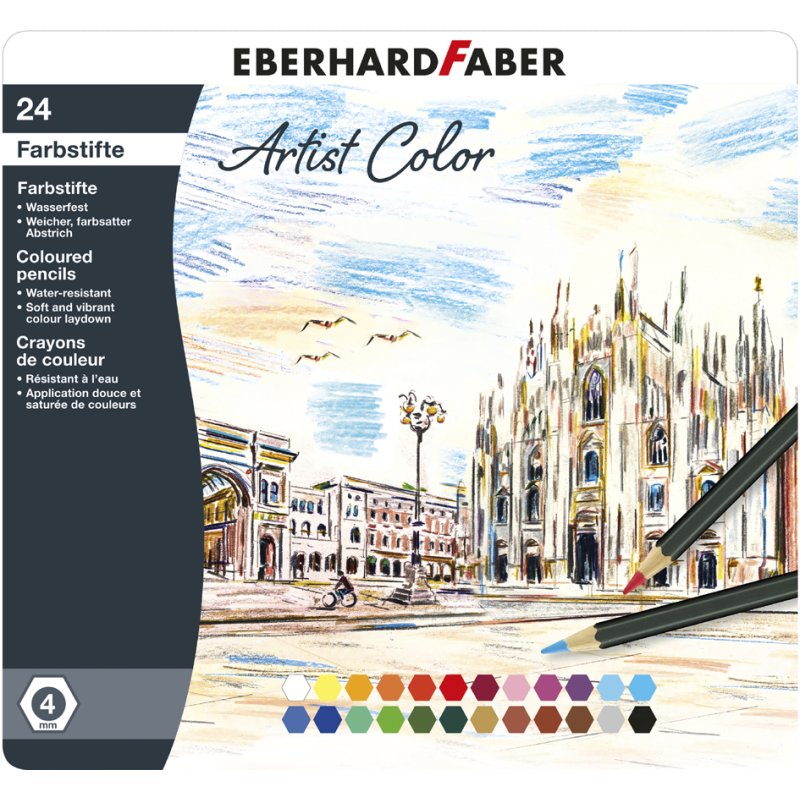 EBERHARD FABER crayons de couleur Artist Color, hexagonaux, résistants à l'eau, 12 pièces