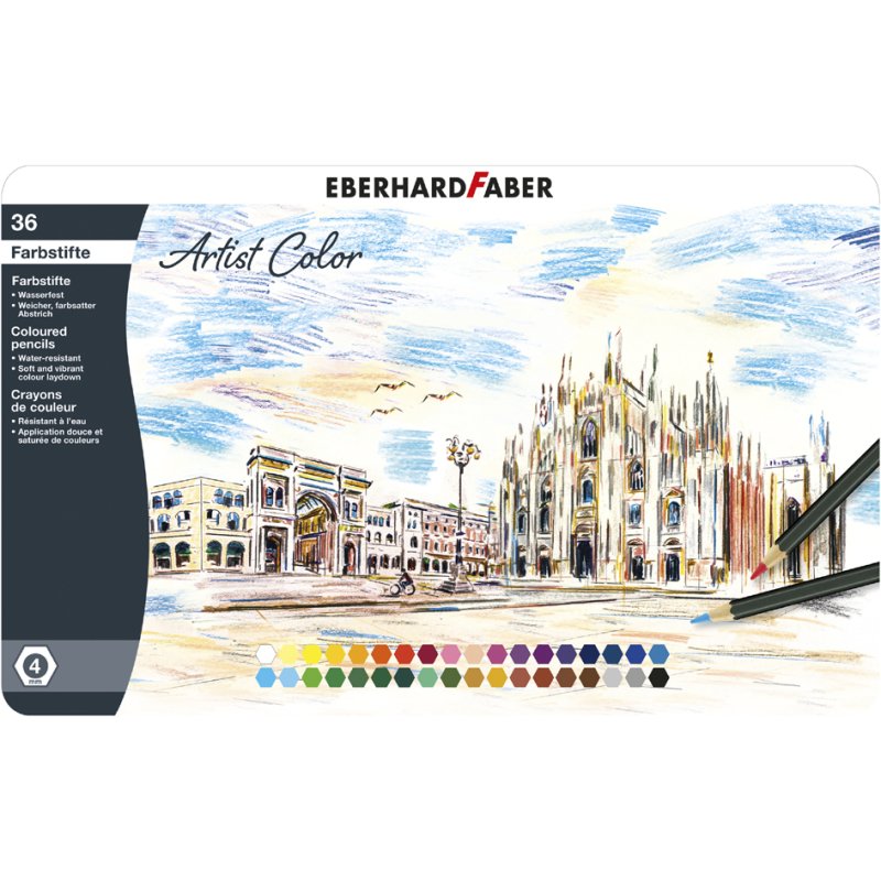 EBERHARD FABER crayons de couleur Artist Color, hexagonaux, résistants à l'eau, 12 pièces