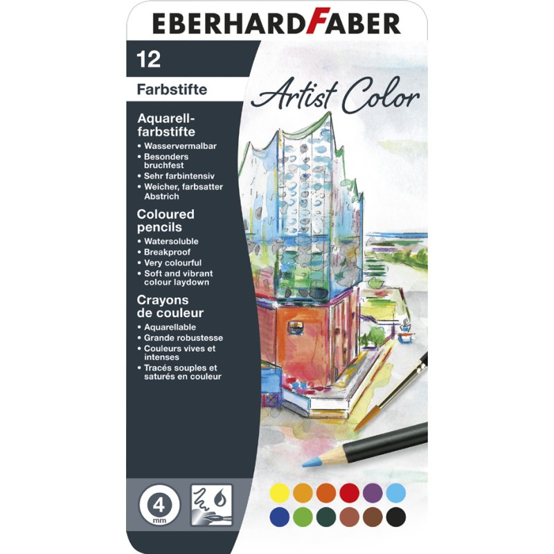 EBERHARD FABER aquarelpotloden Artist Color, 24 stuks, metalen etui