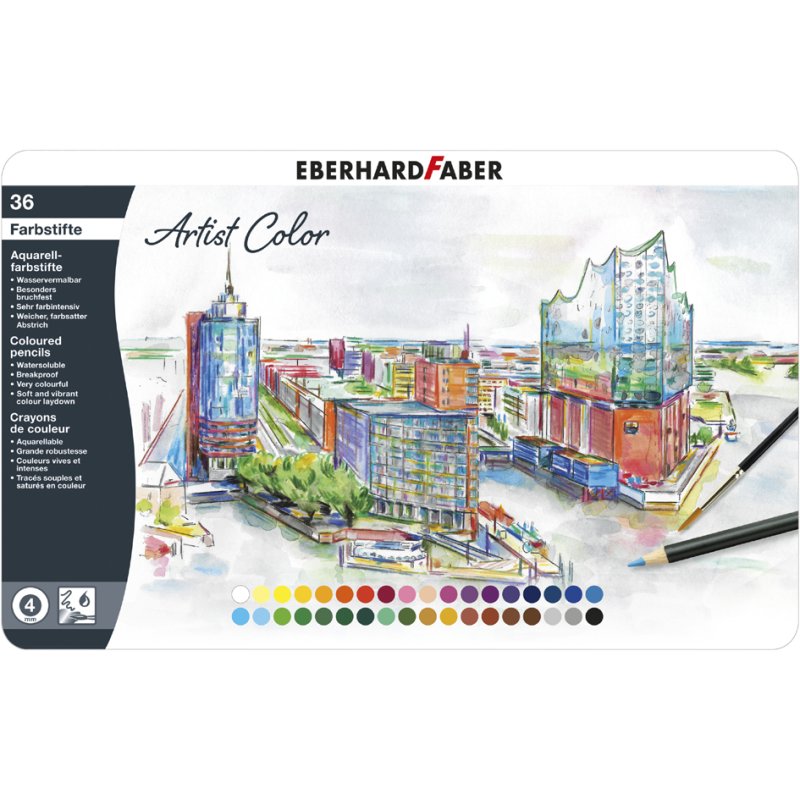 EBERHARD FABER aquarelpotloden Artist Color, 24 stuks, metalen etui