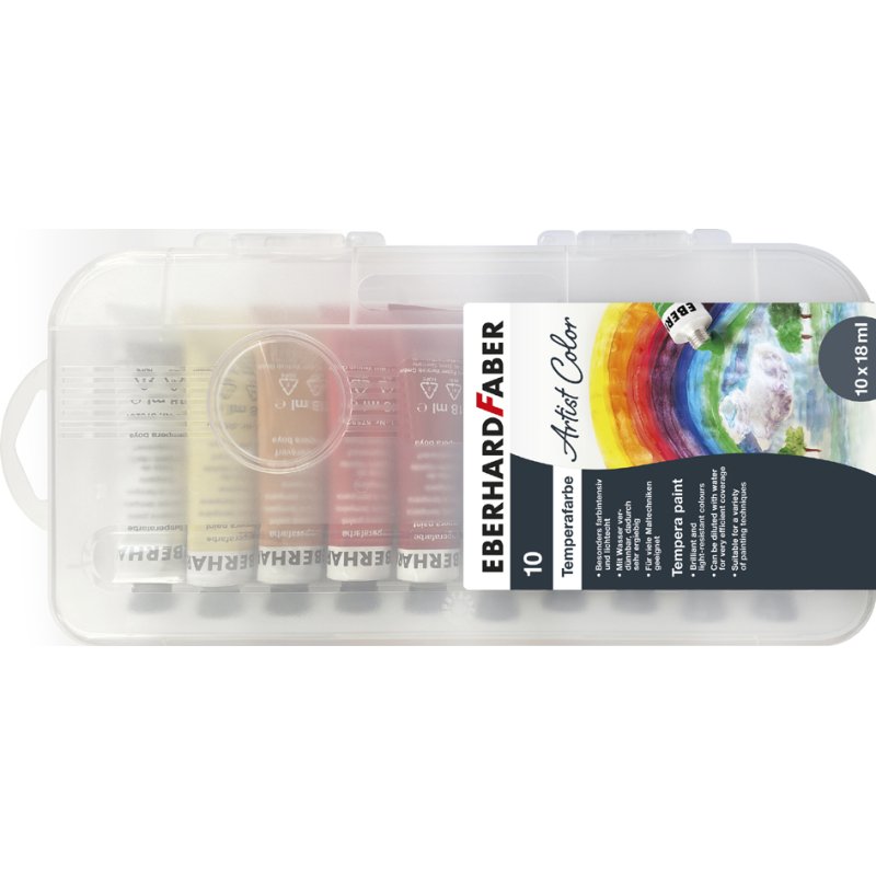 EBERHARD FABER tempera Artist Color, 10 tubes à 18 ml, étui en plastique
