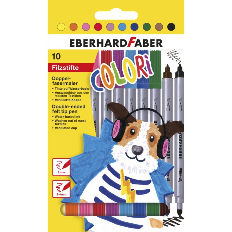 EBERHARD FABER marqueurs bi-pointe COLORI, lavable, 30 pièces