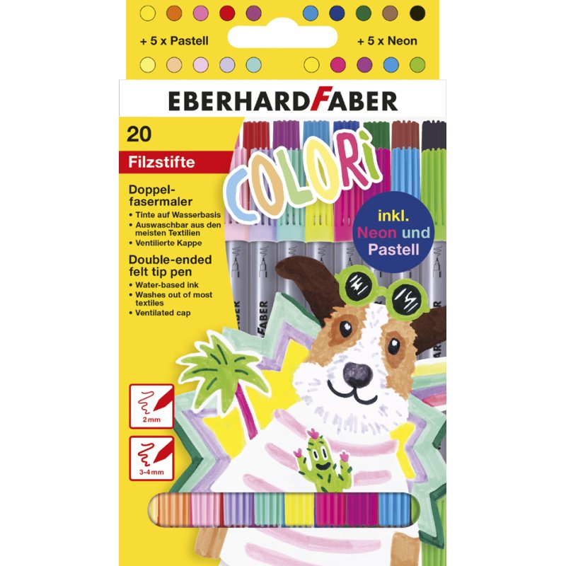 EBERHARD FABER marqueurs bi-pointe COLORI, lavable, 30 pièces
