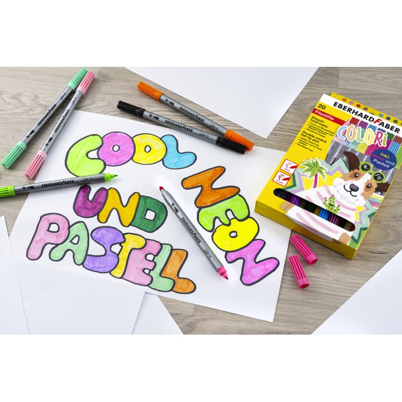 EBERHARD FABER marqueurs bi-pointe COLORI, lavable, 30 pièces